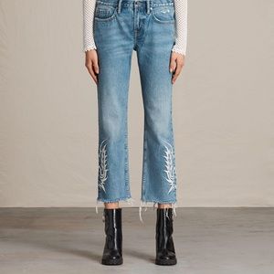 All Saints Philly Embroidered Jeans in Blue